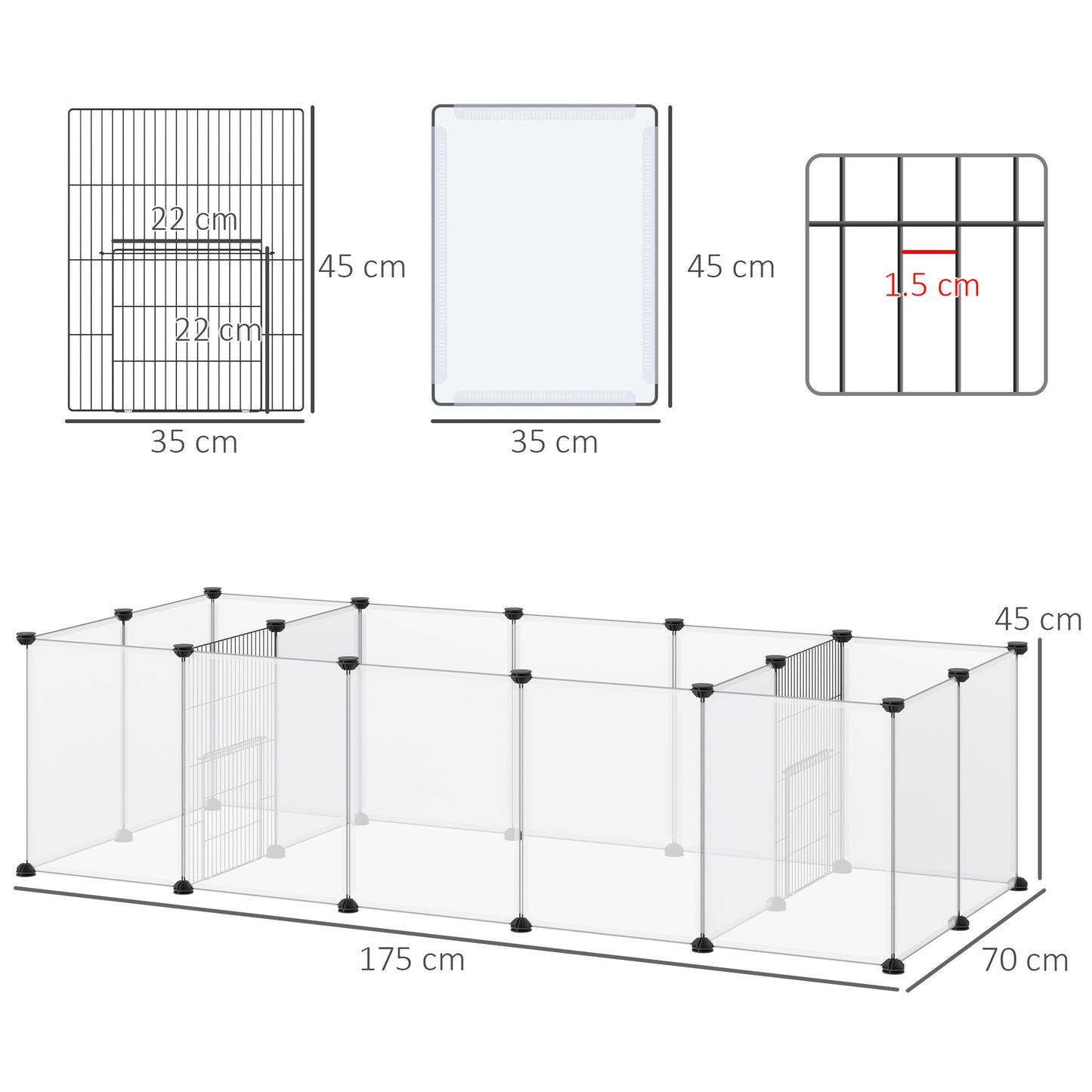 18 Panel Small Animal Playpen White by Pawhut