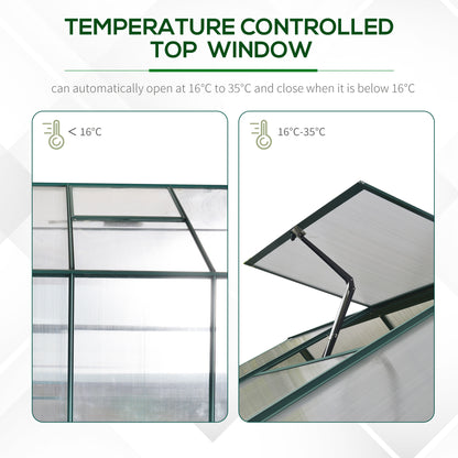 Outsunny Garden Walk-in Aluminium Greenhouse Polycarbonate with Plant Bed