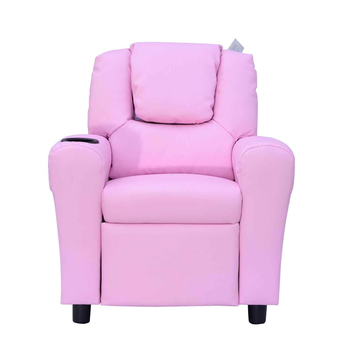 Homcom Kids Children Recliner Lounger Armchair Games Chair Sofa Seat PU Leather Look w/ Cup Holder (Pink)