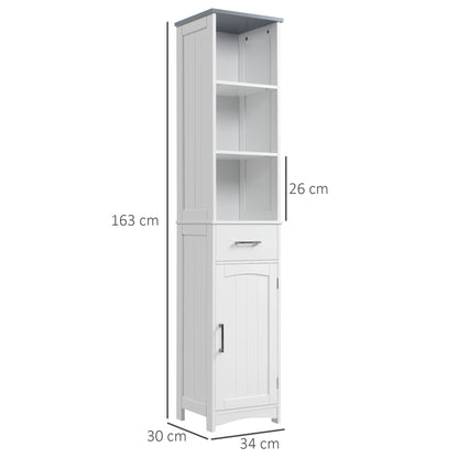 kleankin Tall Bathroom Storage Cabinet with 3 Tier Shelf