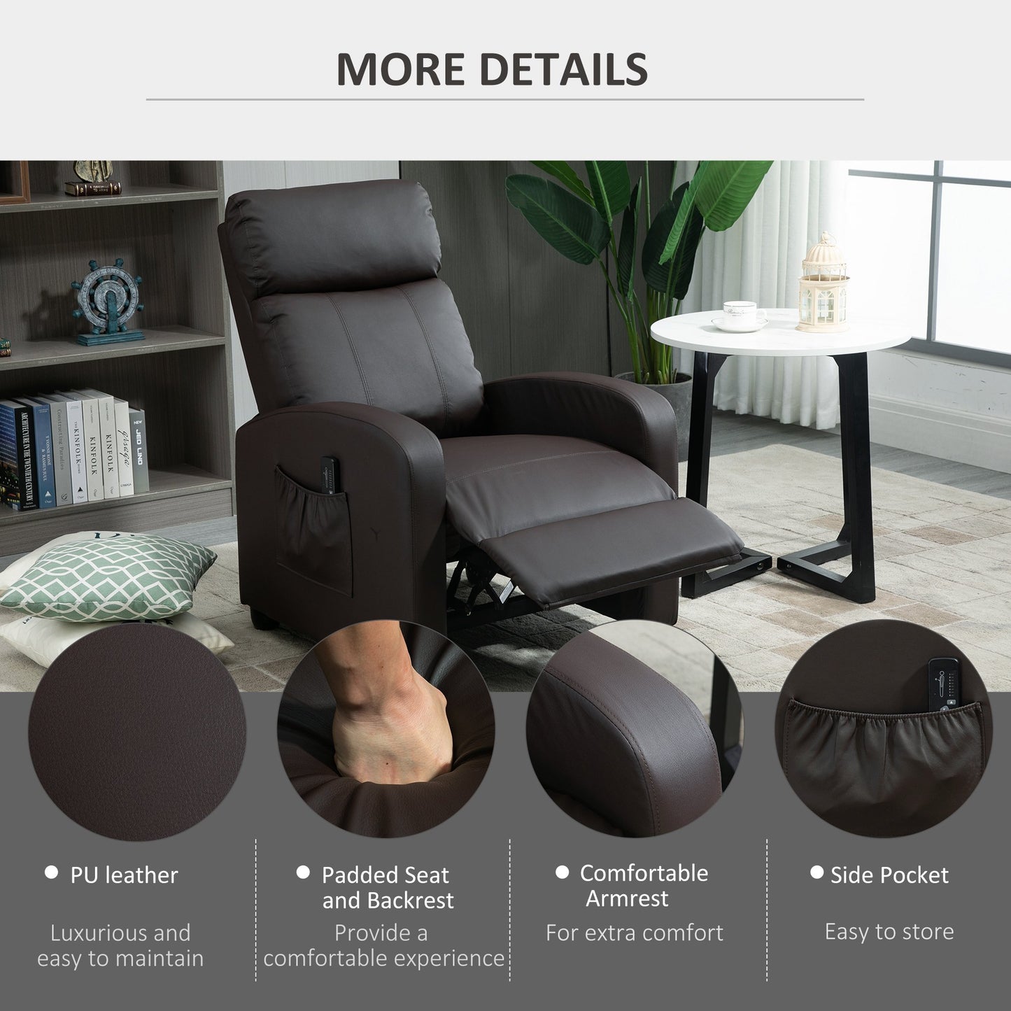 Homcom Recliner Sofa Chair PU Leather Massage Armcair w/ Remote Control