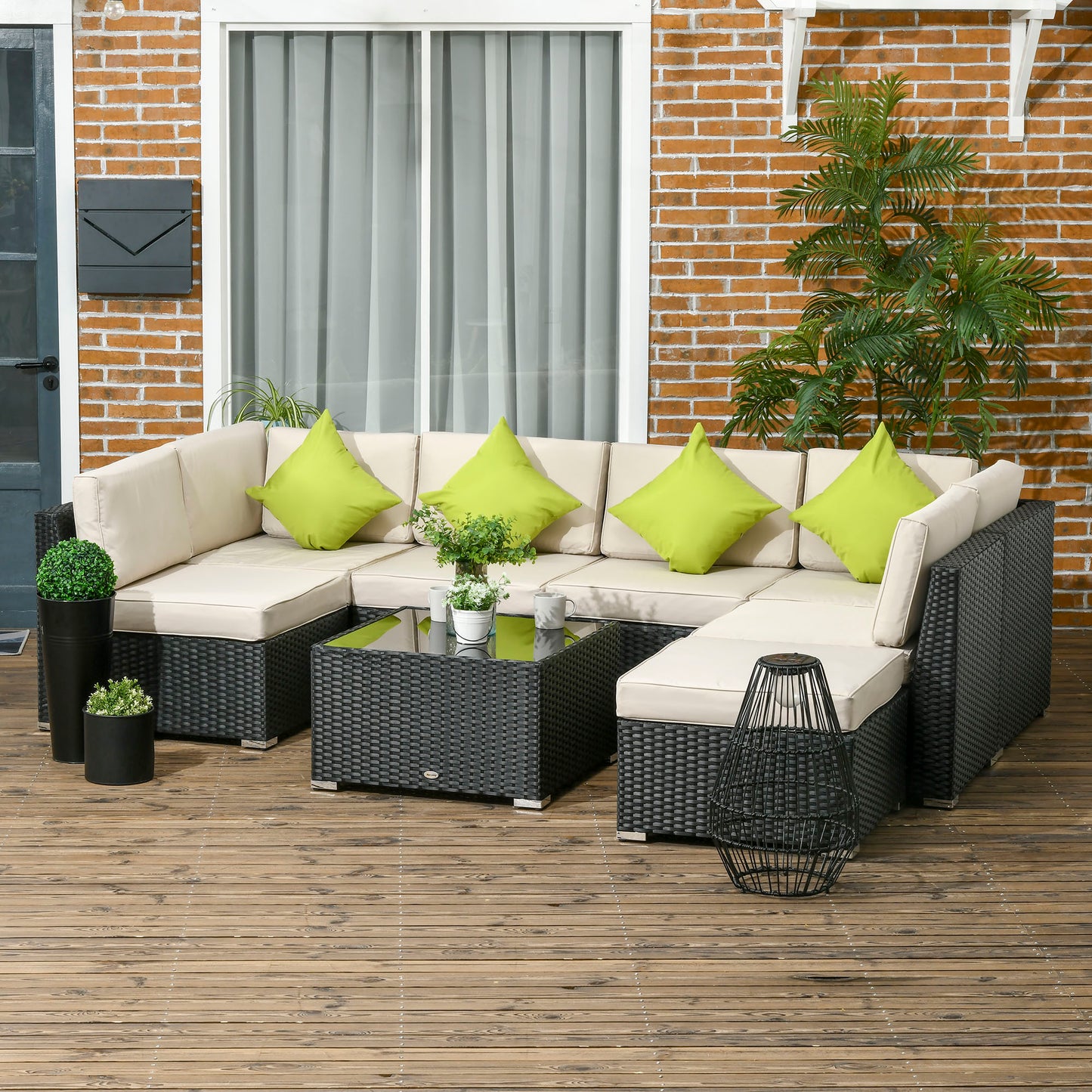 Outsunny 8 Pieces PE Rattan Corner Sofa Set