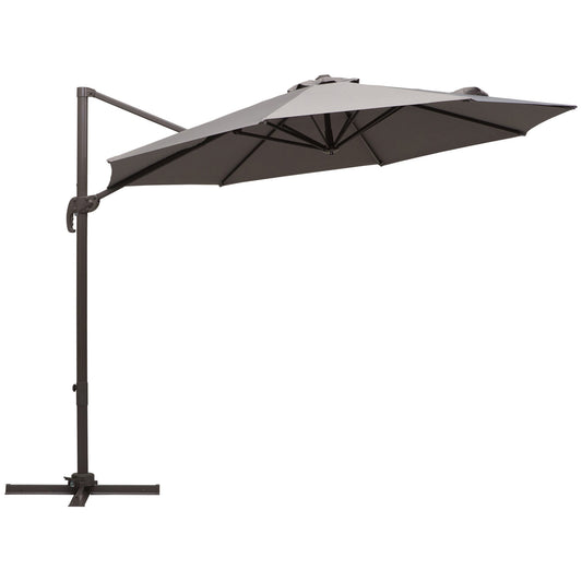 Outsunny 3m Cantilever Aluminium Frame Outdoor Garden Parasol Grey