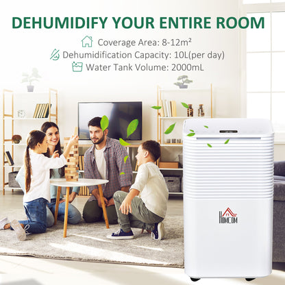 Homcom 10L/Day Portable Quiet Dehumidifier for Home Laundry