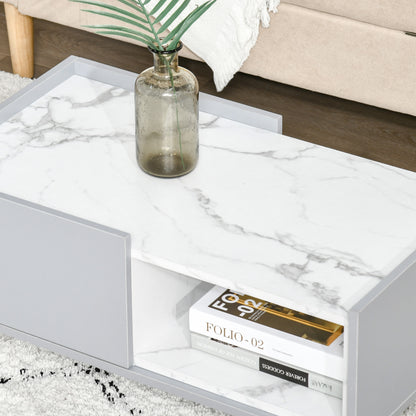 Homcom Modern Coffee Table with Marble Effect