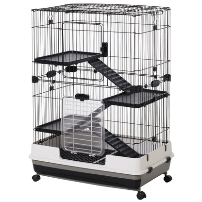 4 Tier Small Animal Cage Black & White by Pawhut