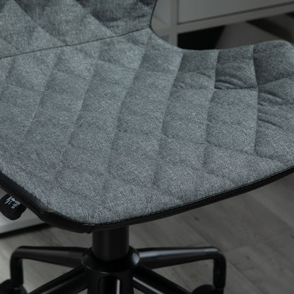 Homcom Home Office Swivel Computer Desk Chair With Nylon Wheels Adjustable Height Linen Grey