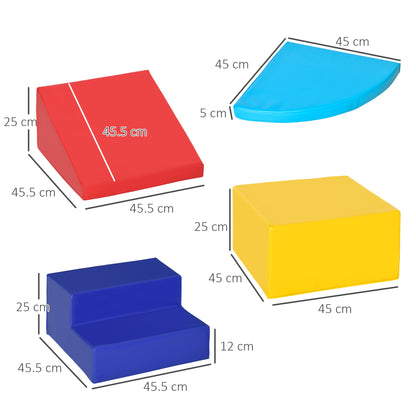 Homcom 4-piece Soft Play Set Climb and Crawl Foam Toddler Stairs and Ramp for Baby