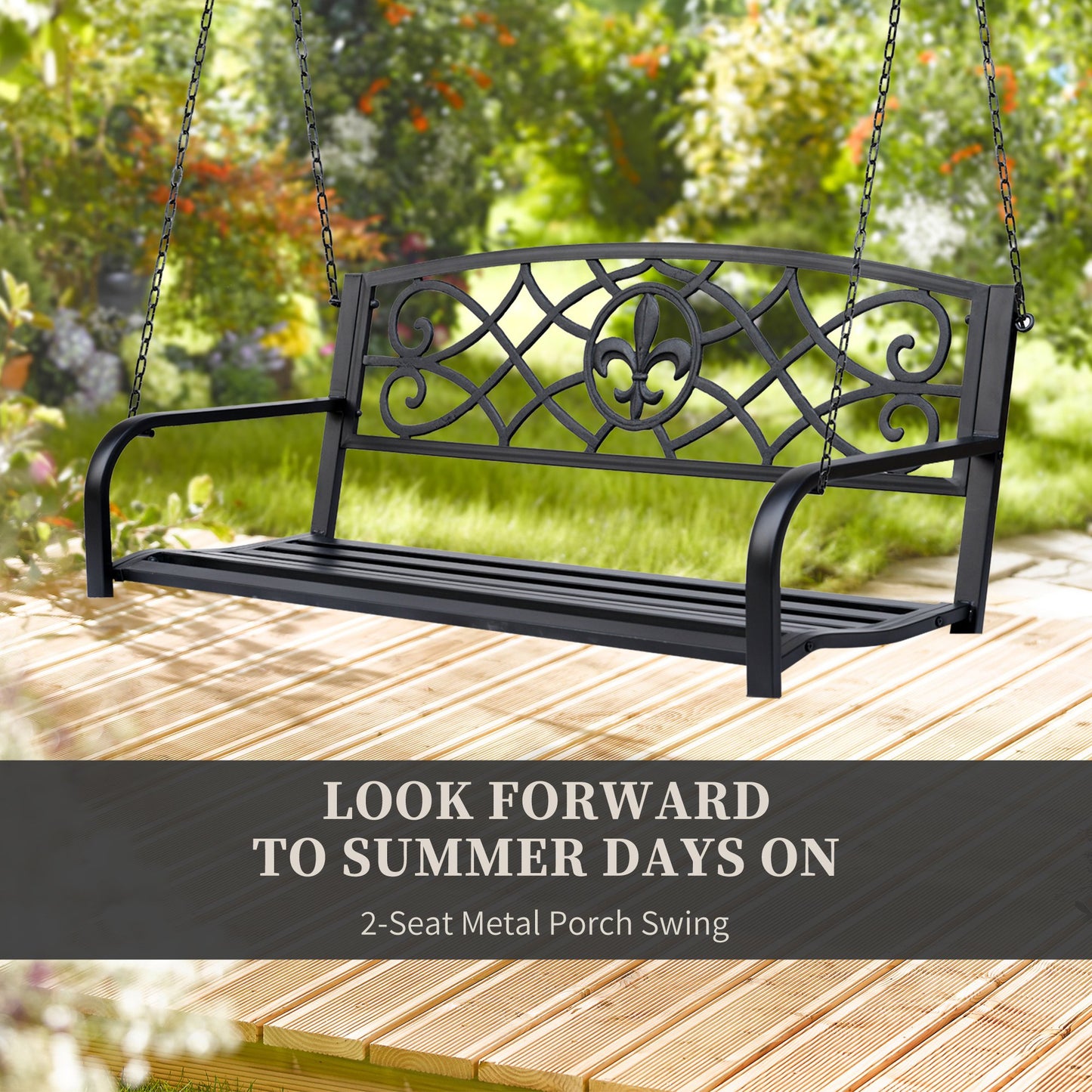 Outsunny Outdoor Porch Swing Seat Bench with Chains for the Yard