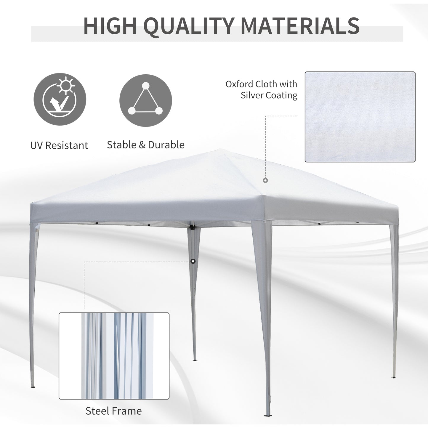 Outsunny 3 X 3M Garden Pop Up Gazebo Height Adjustable Marquee Party Tent Wedding Canopy With Carrying Bag White