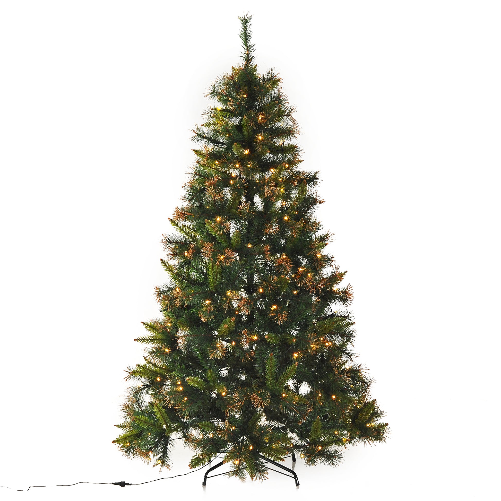 Homcom 5FT Pre-Lit Christmas Tree Artificial Spruce Xmas Tree Warm White LED Holiday Décor with Metal Stand Green