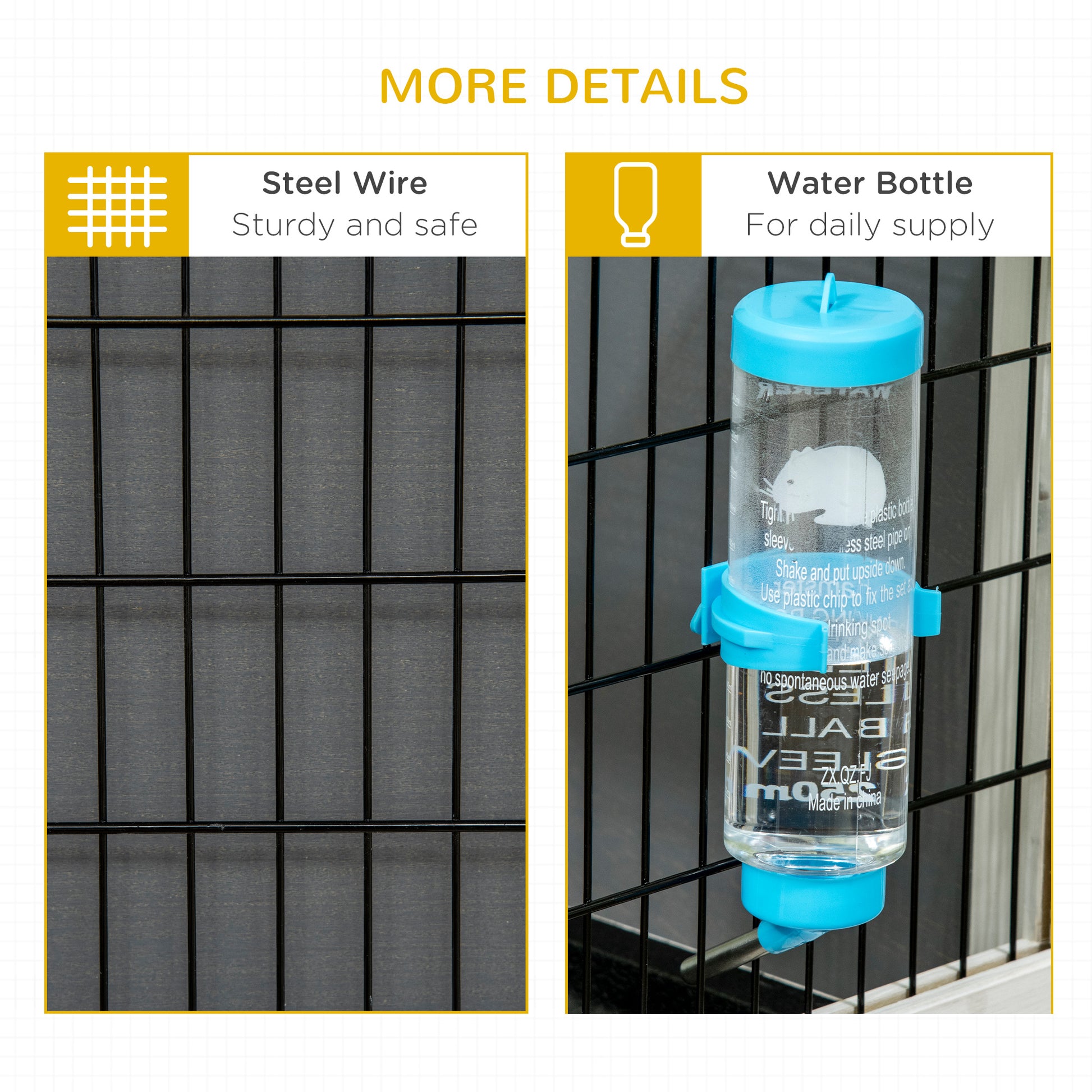 PawHut Rabbit Hutch with Water Bottle