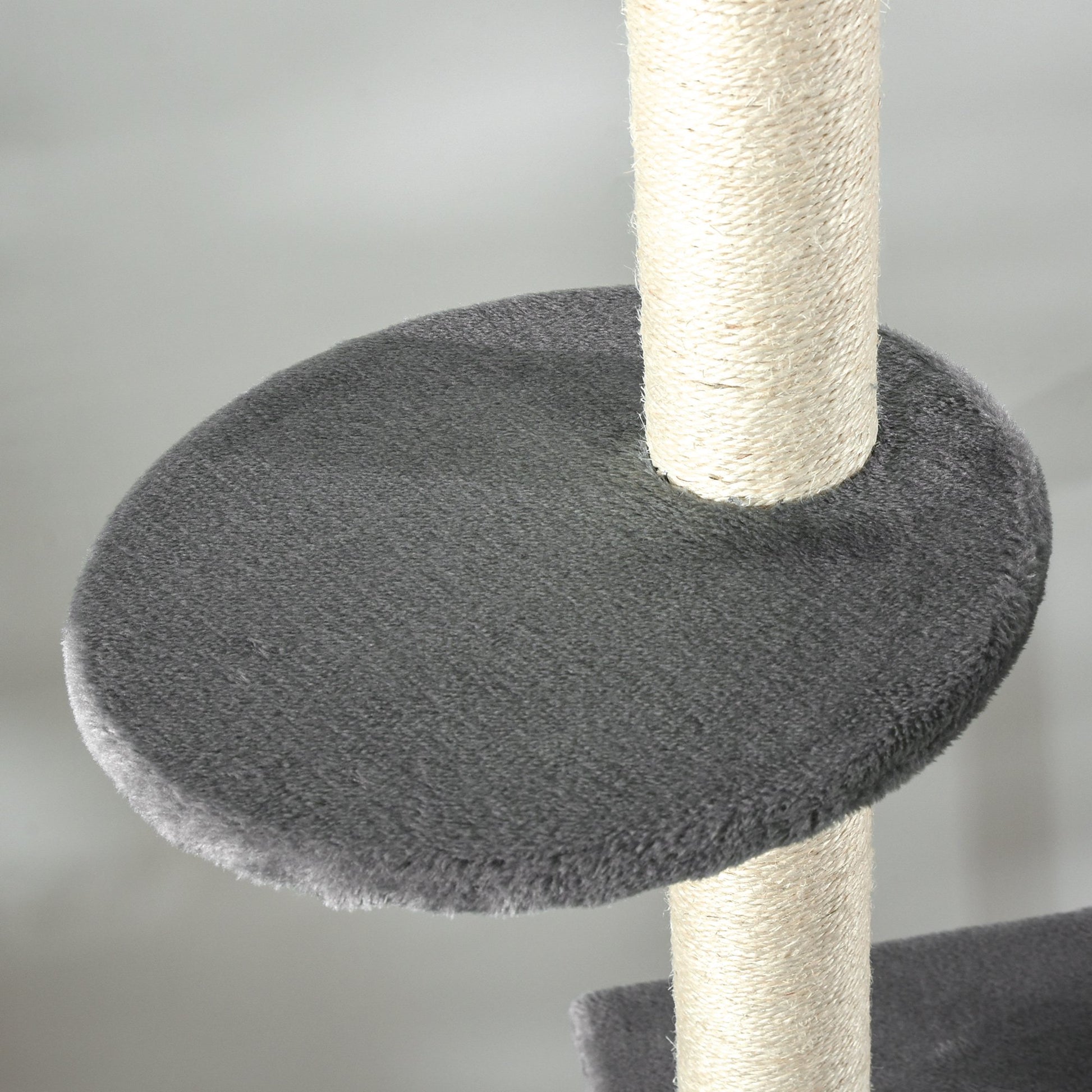 PawHut 230-280cm Huge Cat Tree Tower Ceiling High Multilevel Sisal Light Grey