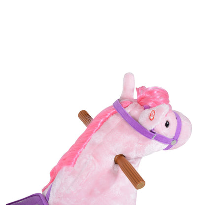 Homcom Kids Plush Ride On Walking Horse Withsound-Pink