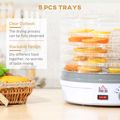 245W 5Kg Five Tray Food Dehydrator White by Homcom