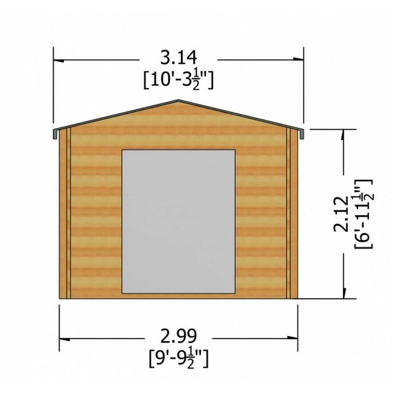 Shire Dalby 9' 9" x 5' 10" Apex Log Cabin - Premium 34mm Cladding Tongue & Groove