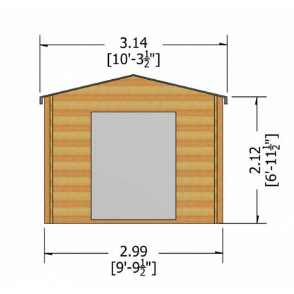 Shire Dalby 9' 9" x 5' 10" Apex Log Cabin - Premium 70mm Cladding Tongue & Groove