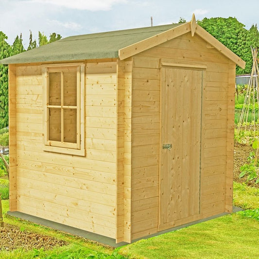 Shire Danbury 8' 3" x 7' 11" Apex Log Cabin - Premium 19mm Cladding Log Clad