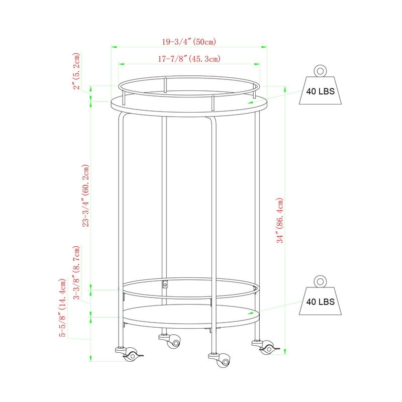 Deco Circular Bar Cart Gold 1 Shelf