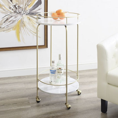 Deco Circular Bar Cart Gold 1 Shelf