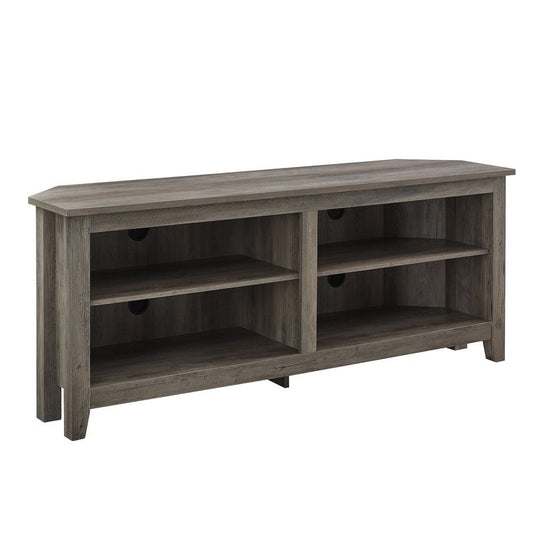 Rustic Corner TV Unit Grey Brown 4 Shelves