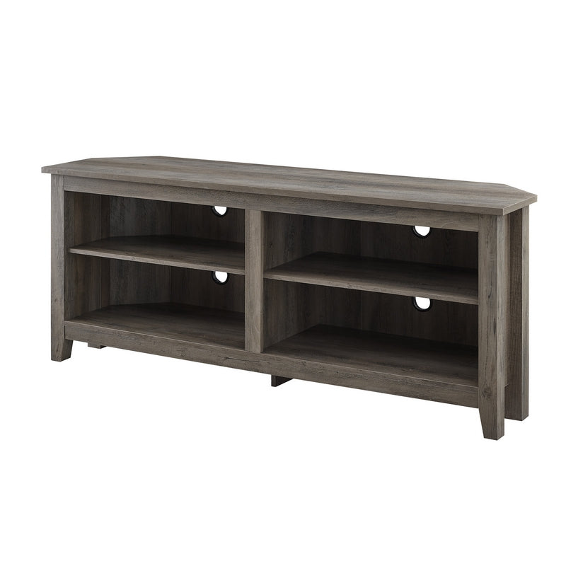 Rustic Corner TV Unit Grey Brown 4 Shelves