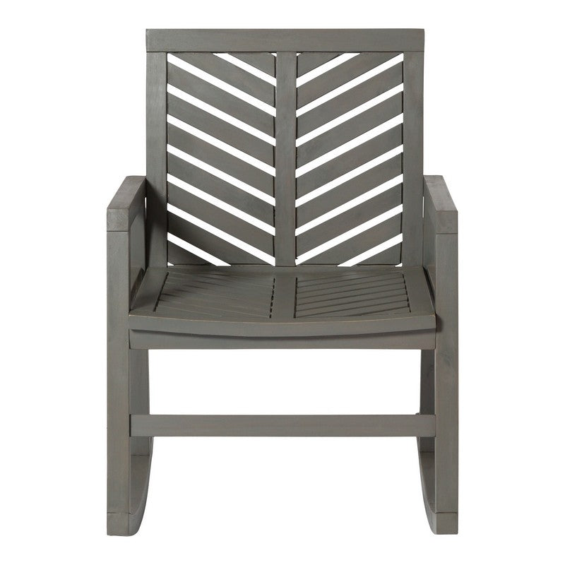 Chevron Rocking Chair Wood Grey