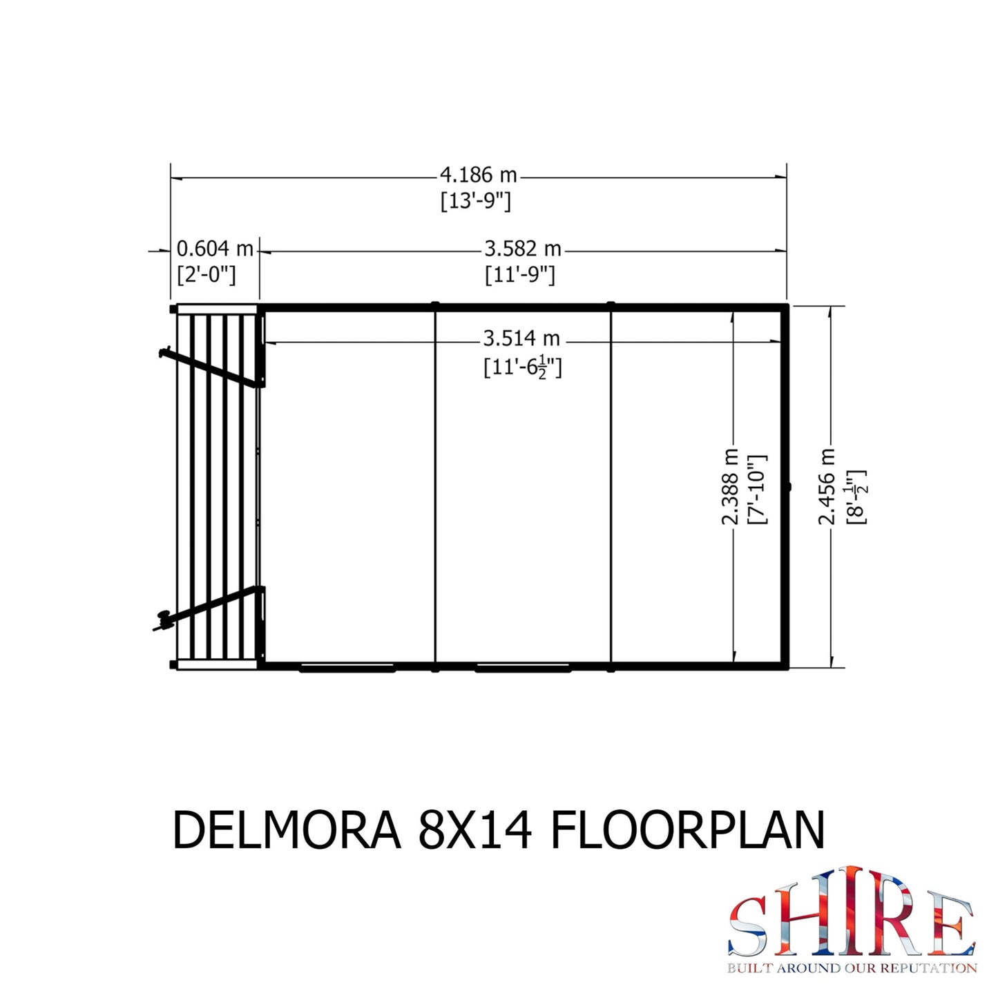 Shire Delmora 13' 11" x 8' 6" Apex Summerhouse - Premium Dip Treated Shiplap