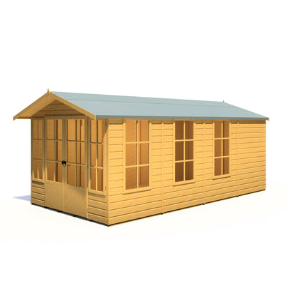 Shire Delmora 15' 5" x 7' 10" Apex Summerhouse - Premium Dip Treated Shiplap