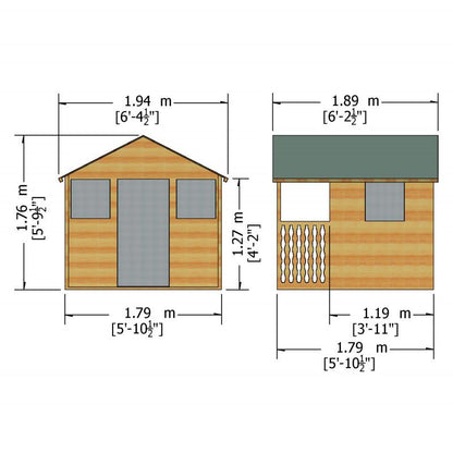 Shire Den 5' 10" x 6' 2" Apex Children's Playhouse - Premium Dip Treated Shiplap