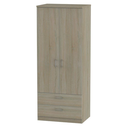 Elmsett Tall Wardrobe Brown 2 Doors 2 Drawers