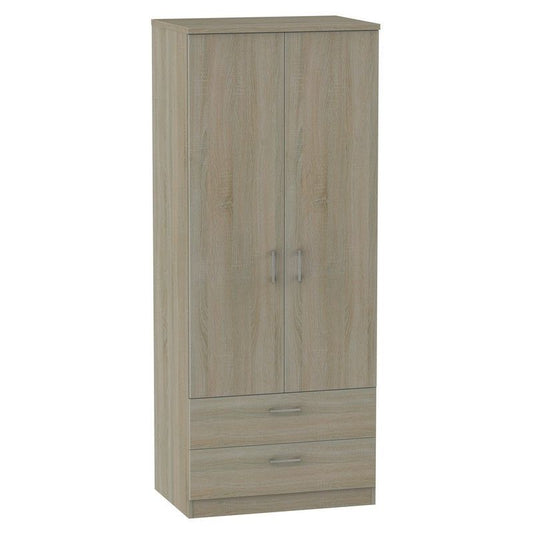 Elmsett Tall Wardrobe Brown 2 Doors 2 Drawers