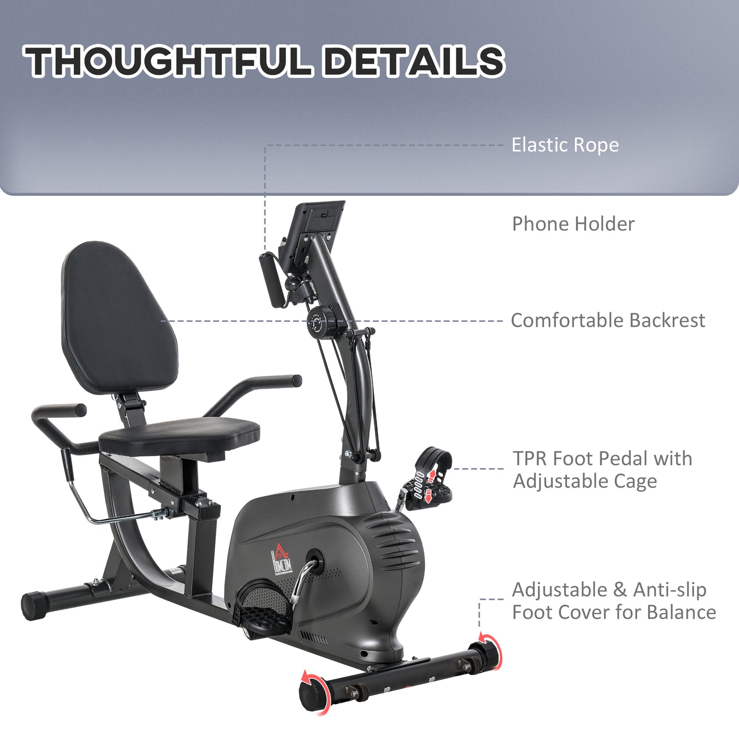 Homcom Exercise Training Workout Stationary Cycling Bike w/ LCD Monitor & Pad Holder