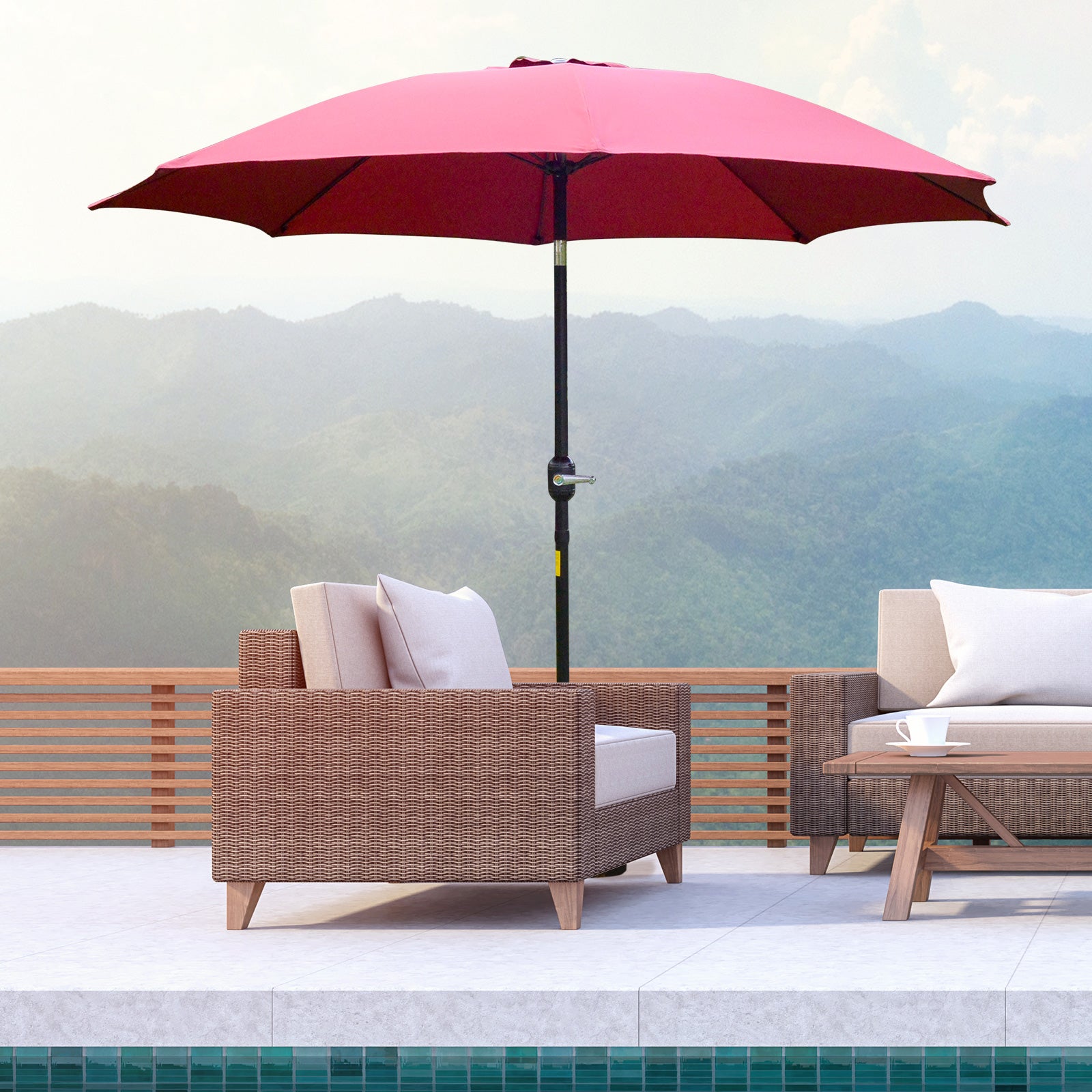 Outsunny ?2.6M Umbrella Parasol-Red