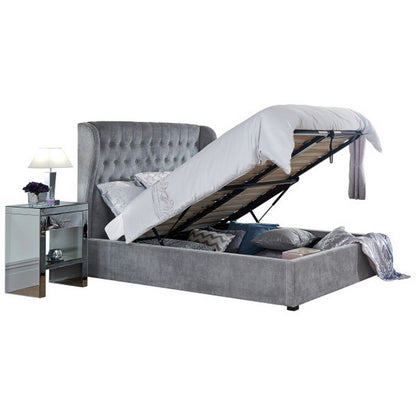 Dakota Double Ottoman Bed Fabric Grey 5 x 7ft