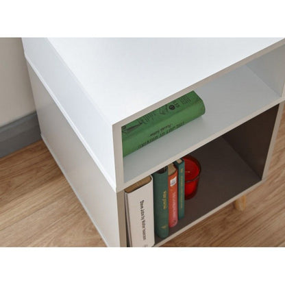 Delta Side Table White 2 Shelves