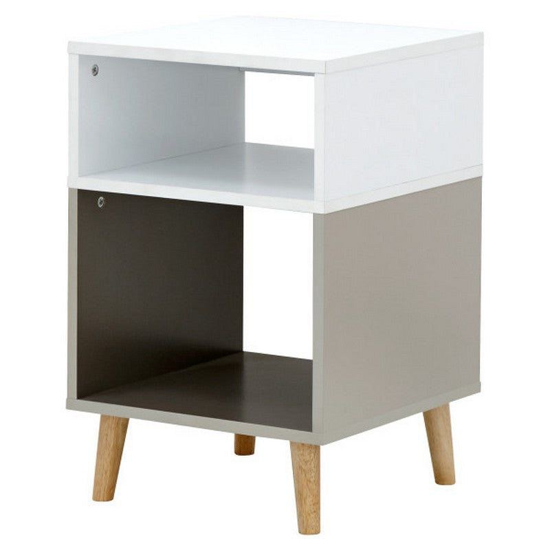 Delta Side Table White 2 Shelves