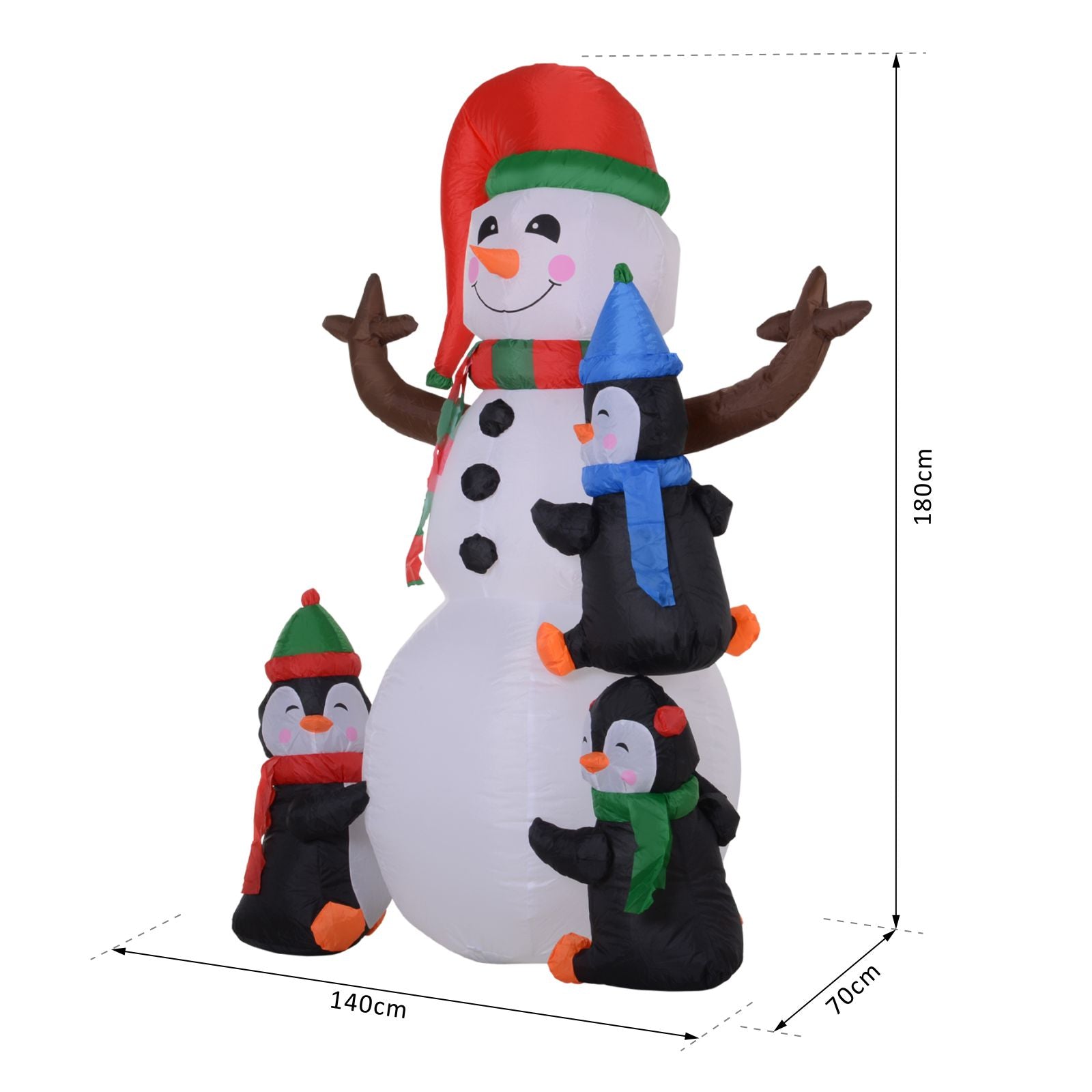 Homcom Christmas Inflatable Snowman and Penguins Outdoor Home Seasonal Decoration w/ LED Light