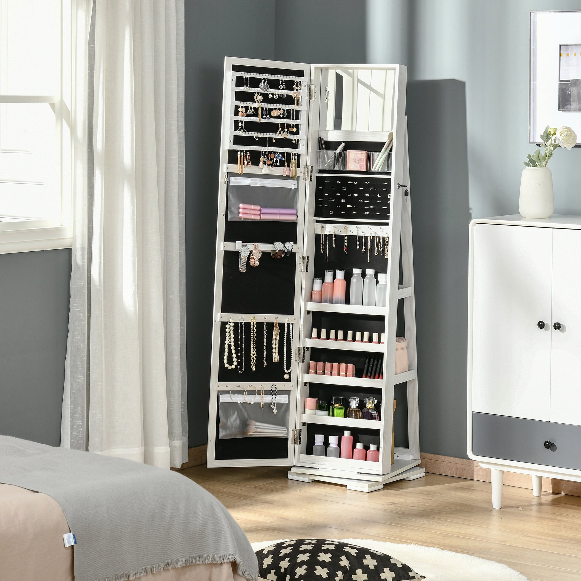 Homcom 360° Swivel Jewellery Cabinet