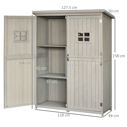 Barn 164cm Double Door Pent Garden Store Two Window Fir Wood Grey by Steadfast