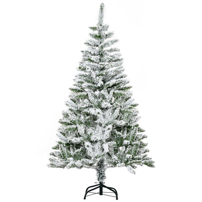 Homcom 5 Ft Snow Flocked Artificial Christmas Tree Xmas Pine Tree with Realistic Branches