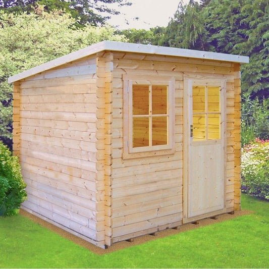 Shire Dean 7' 10" x 13' 8" Pent Log Cabin - Premium 28mm Cladding Tongue & Groove