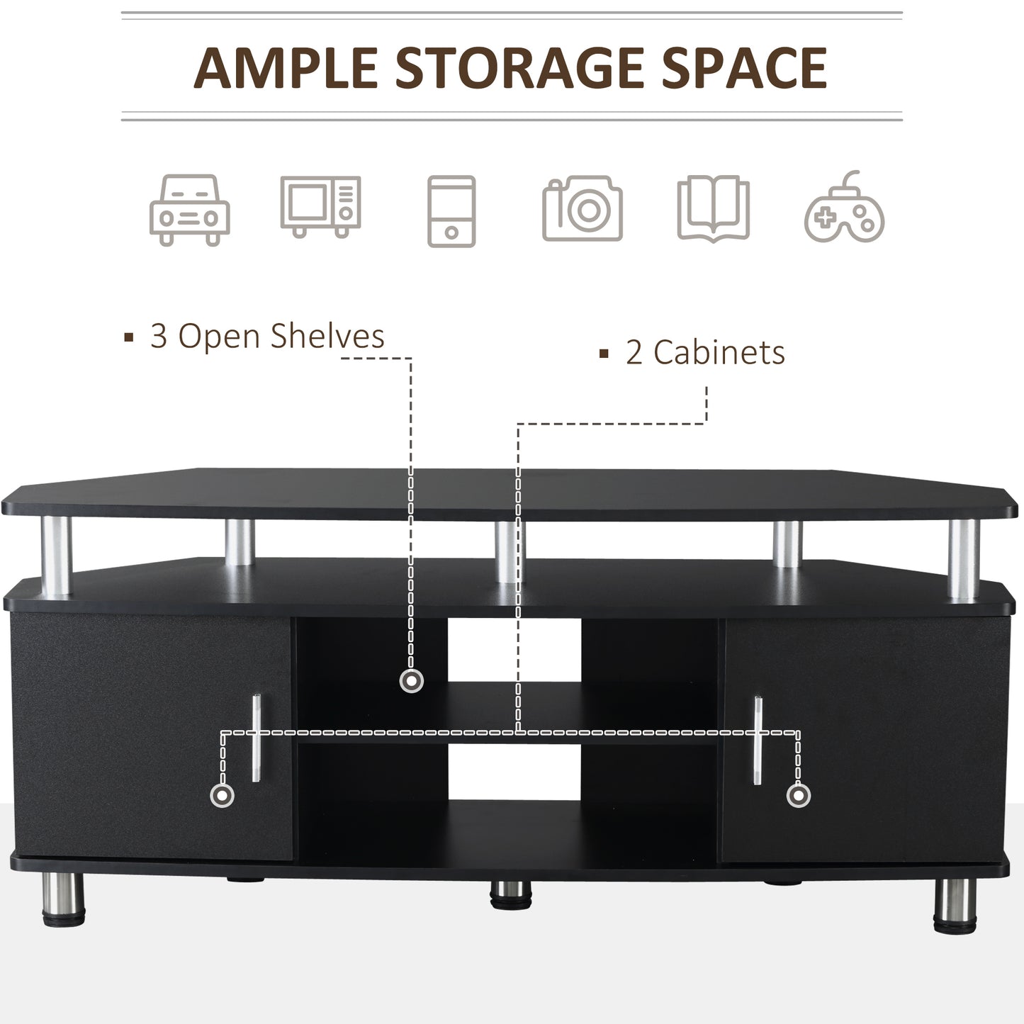 Homcom TV Unit Cabinet for TVs up to 55 Inches with Storage Shelves and Cupboard