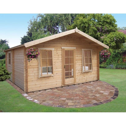 Shire Drummond 15' 2" x 15' 2" Apex Log Cabin - Premium 44mm Cladding Tongue & Groove