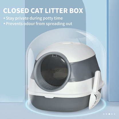 PawHut Cat Litter Tray with Lid