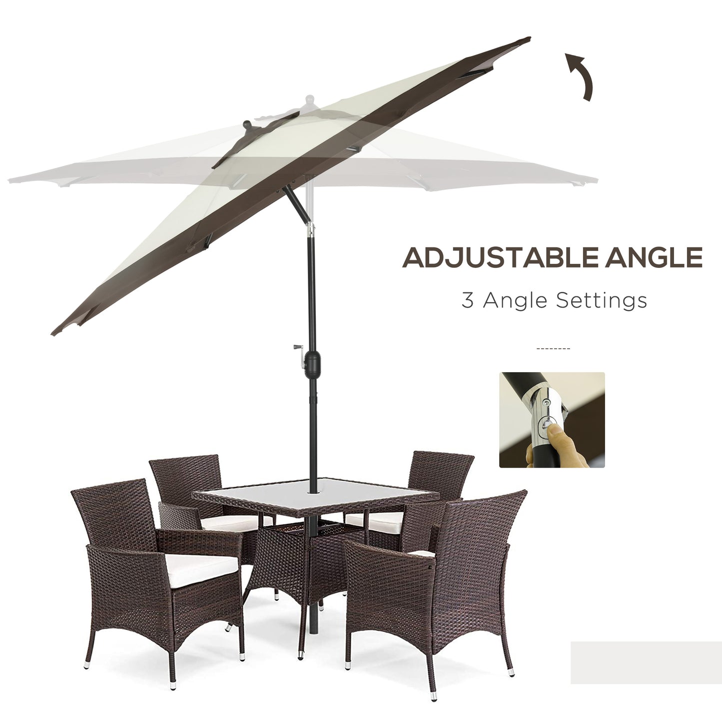 Outsunny 2.7m Garden Parasol Umbrella with 8 Metal Ribs