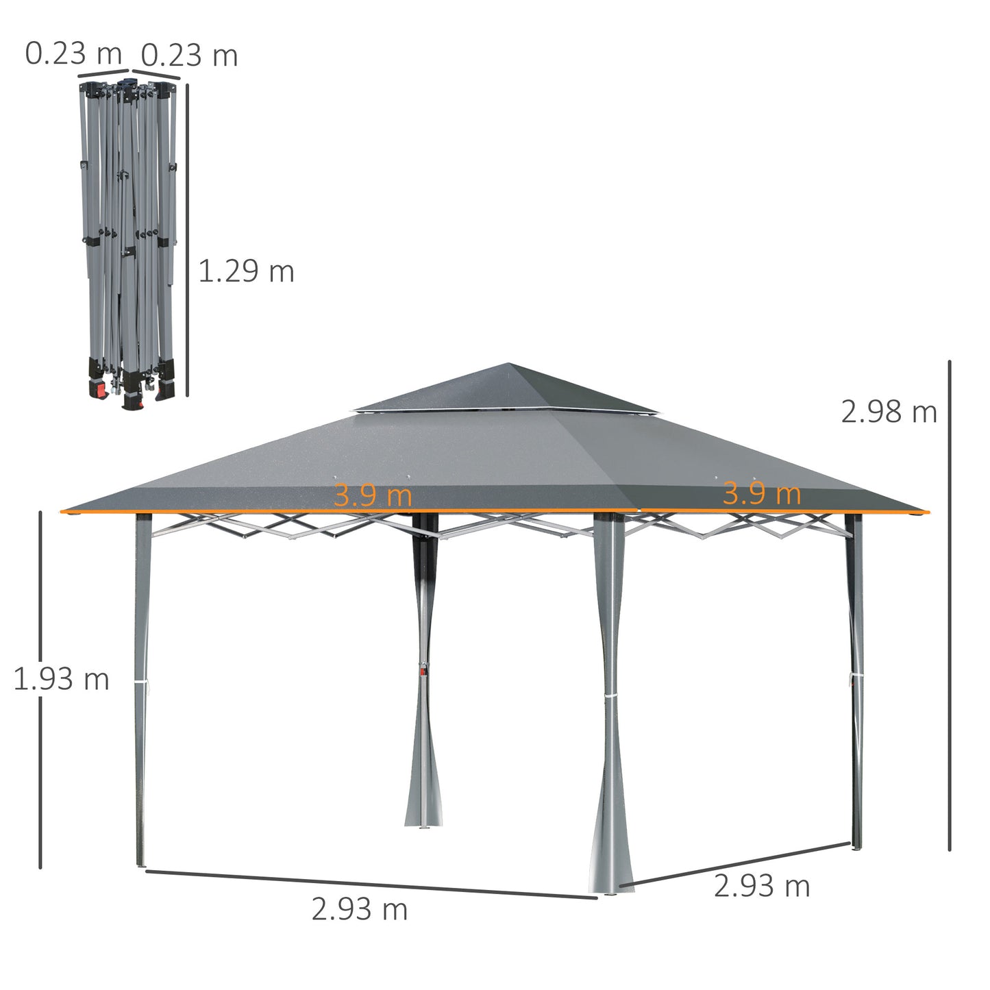 Outsunny 4 X 4M Pop-Up Gazebo Double Roof Canopy Tent With Uv Proof