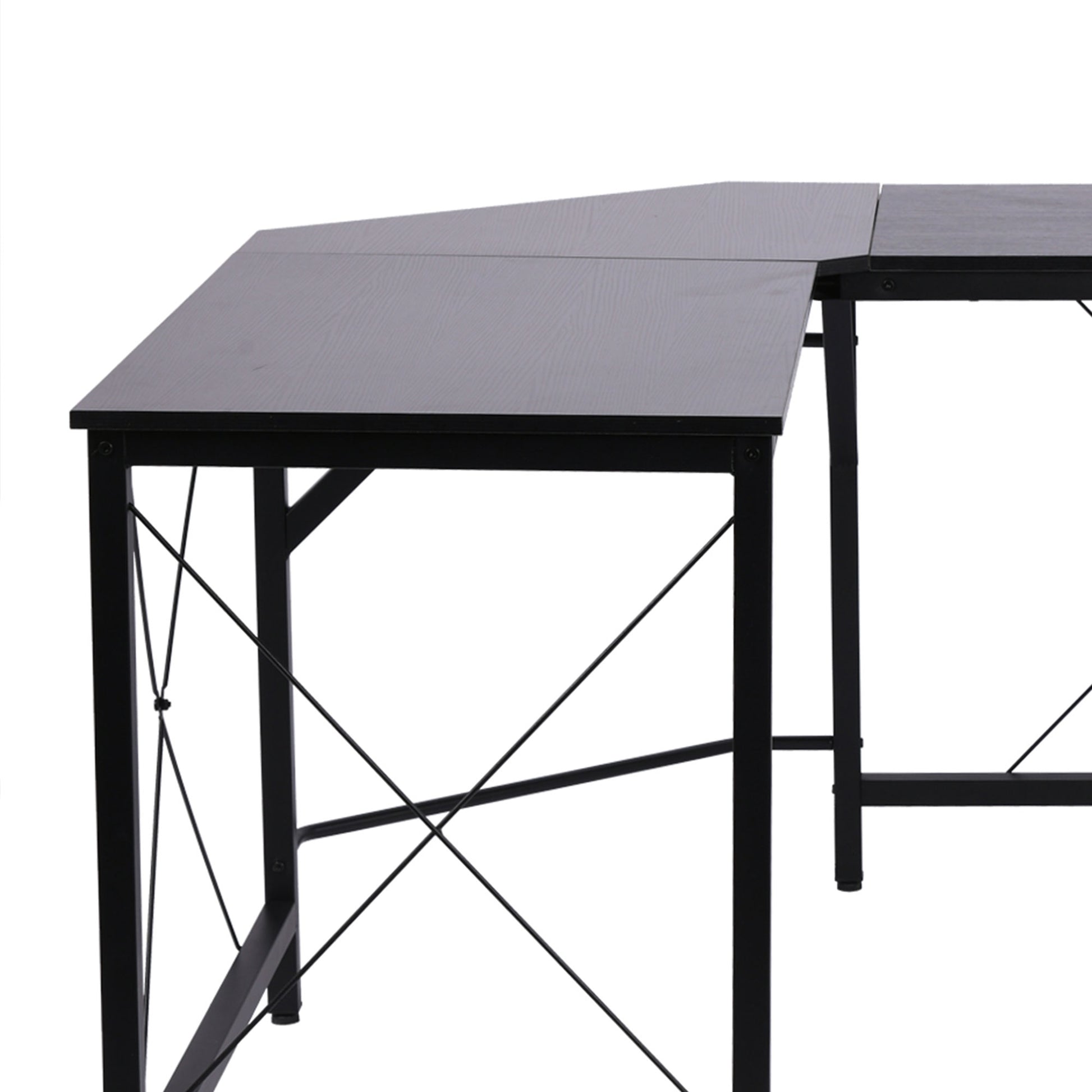 Homcom Corner Gaming Desk L-Shape Computer Pc Workstation Home Office Three Worktop Writing Table 76X150cm Black