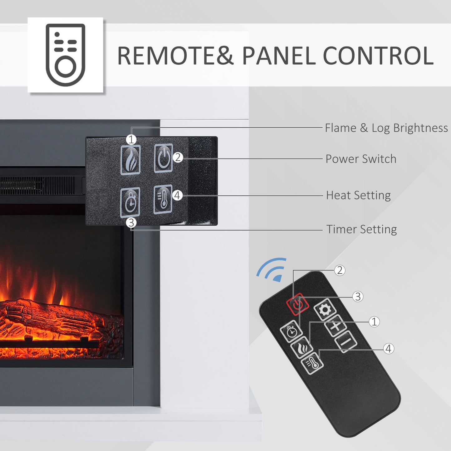 Homcom Electric Fireplace Suite with Remote Control