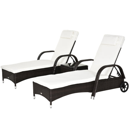 Outsunny 3 Pieces Patio Lounge Chair Set